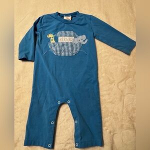 Stitchy Fish Into the Ark Appliqué Long Romper size 9m.